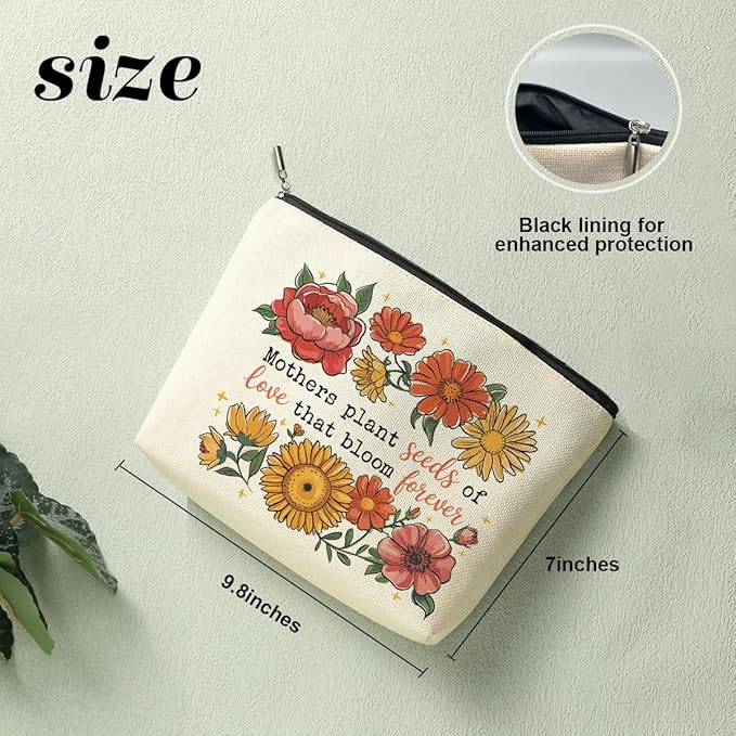 Decohim Mothers Makeup Bag，Mothers Day Christmas Anniversary Appreciation Birthday Gifts for Mom Mama Mothers Mommy Cosmetic Bags, Retro Floral Zipper Pouch Travel Toiletry Bag Accessories Organizer