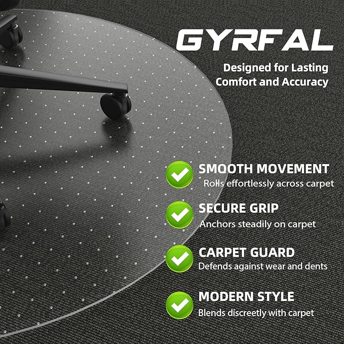 Office Chair Mat for Carpet - 36x36 Inch Plastic Computer Desk Floor Protectors for Chairs Clear Under Desk Rug Pad for Rolling Gaming Chair