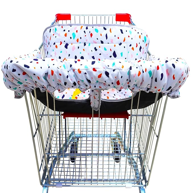 2-in-1 Shopping Cart and High Chair Cover-Grocery Cart Cover for Babies Toddlers Infants Resturant Highchair Cover-Padded Folds to Portable Pouch for Baby Boy Girl (Art)