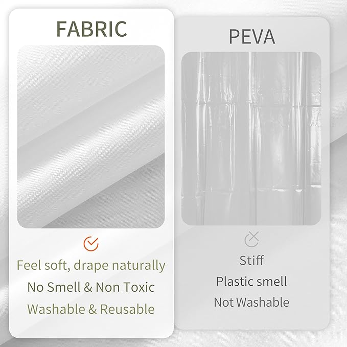 ALYVIA SPRING Extra Wide Fabric Shower Curtain Liner Waterproof - 108" x 72", Soft & Lightweight Wide Shower Curtain with Magnets, Machine Washable - 108x72, White