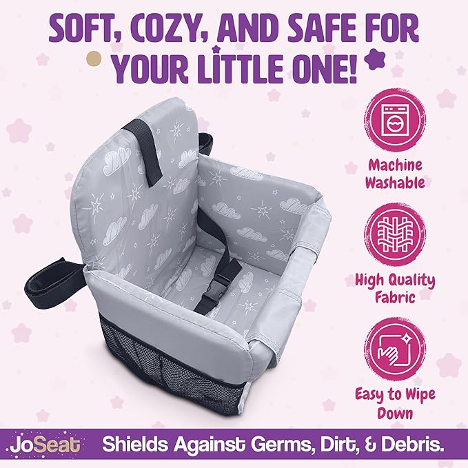 Shopping Cart Seat Cover for Baby, High Chair & Grocery Seat Protector, Padded Chair Covers for Restaurant Seats, Unisex Machine Washable Grocery Cart Liner & Swing Insert – Grey Clouds