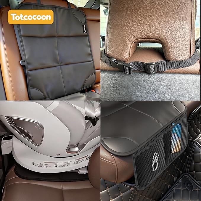 Car Seat Protector 2-Pack with Custom Zipper Storage Bag — Thickest Padding Seat Cushion Mat, 600D Oxford Waterproof Fabric, Non-Slip Backing, Mesh Pockets
