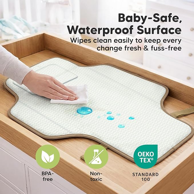 KeaBabies Portable Changing Pad for Baby, Travel – 26 x 21 Wipeable, Waterproof, Foldable Baby Diaper Changing Mat for Diaper Bag, Caddy, Car, Bed, Newborn, Compact Changer Mat Station (Rainbow)