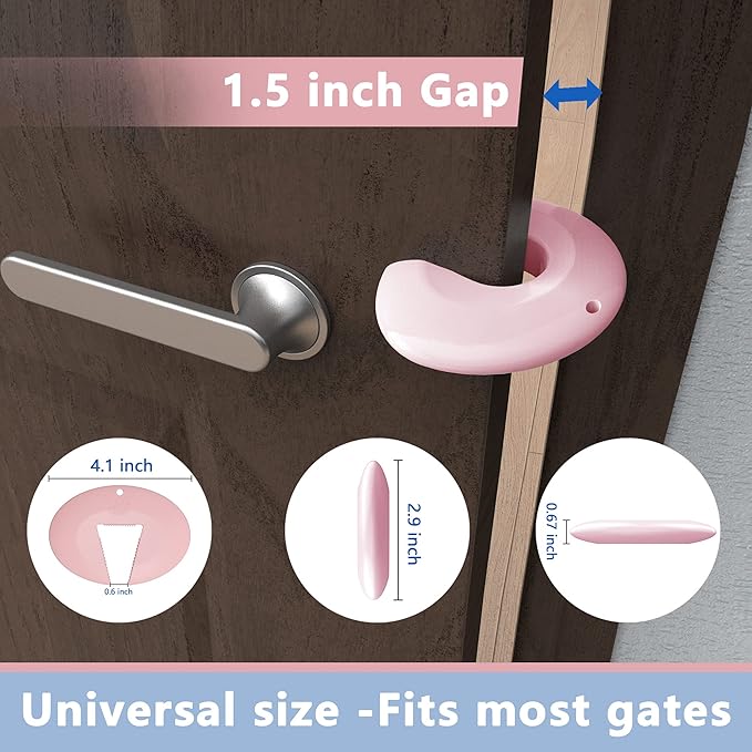 Neobay Door Pinch Guard and Door Slam Stopper, Durable Silicone Door Finger Pinch Guard, Prevents Slamming on Even Heavy Doors, Non-Toxic & Pet Friendly, 4 Packs Pink.