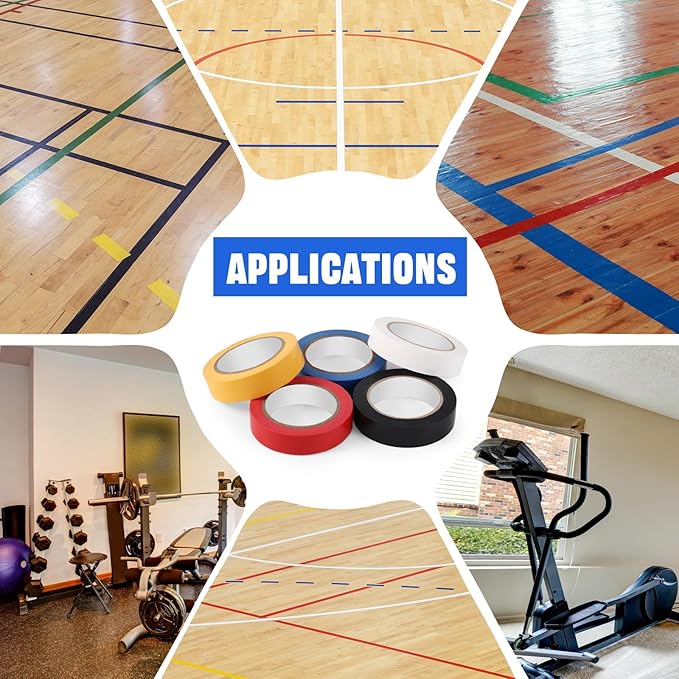 Frienda Floor Vinyl Tape 1/2inch Floor Marking Court Tape Outdoor Playing Field Marking Equipment for Social Distancing Gyms, Athletics, Equipment