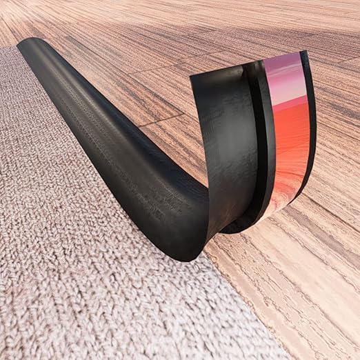 COUKIU 3.28FT PVC Floor Transition Strip, Peel and Stick Molding Trim for Threshold Transitions with a Height Less Than 5 mm/0.2in, Carpet & Floor Edging Trim, Carpet to Tile Transition Strip(Black)