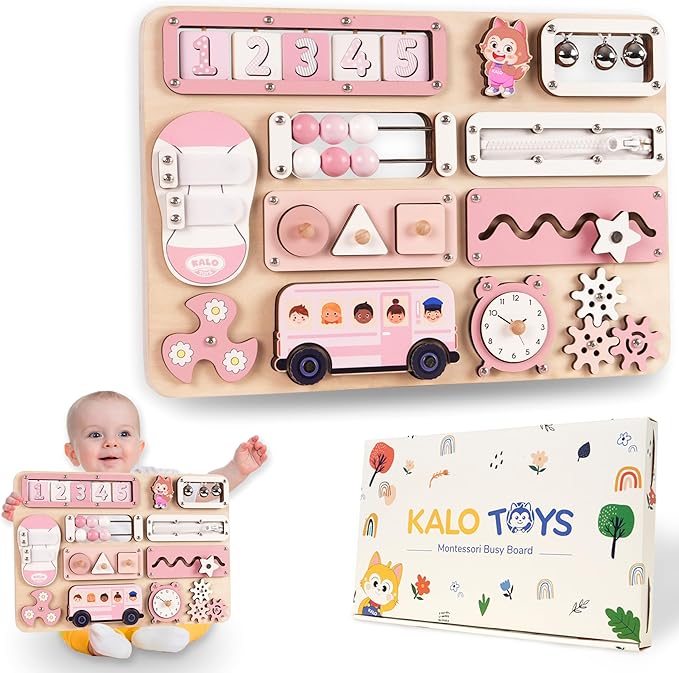 KALOTOYS Large Busy Board Montessori Toys for 1 2 3 Year Old - Sensory Toys for Toddlers 1-3 - Fine Motor Skills & Early Learning - Montessori Gift for Boys & Girls - Travel-Friendly & Safe