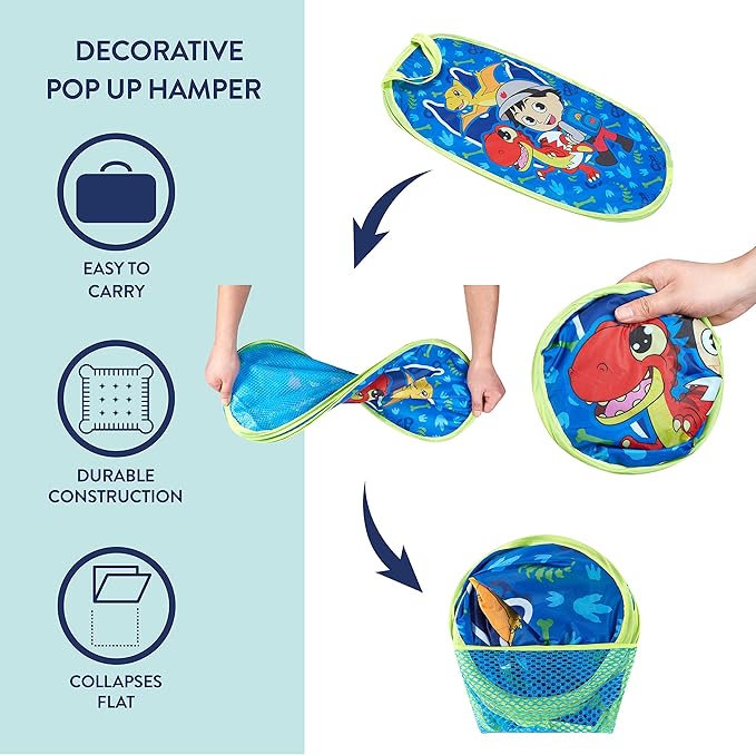 Ryans World Pop Up Laundry Storage Hamper with Durable Carry Handles, 21" H x 13.5" W X 13.5" L