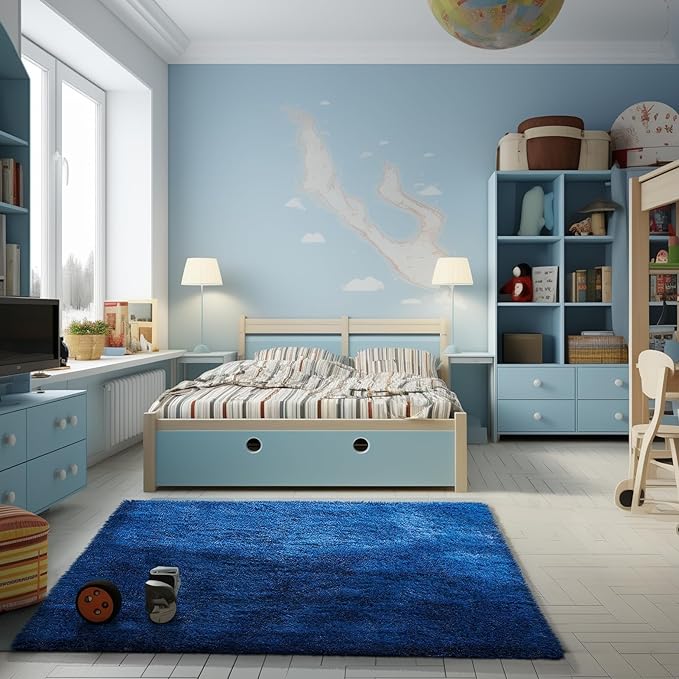 Ophanie Area Rugs for Bedroom Living Room,Color 6- Blue,Size 3' x 5',Shape Rectangular