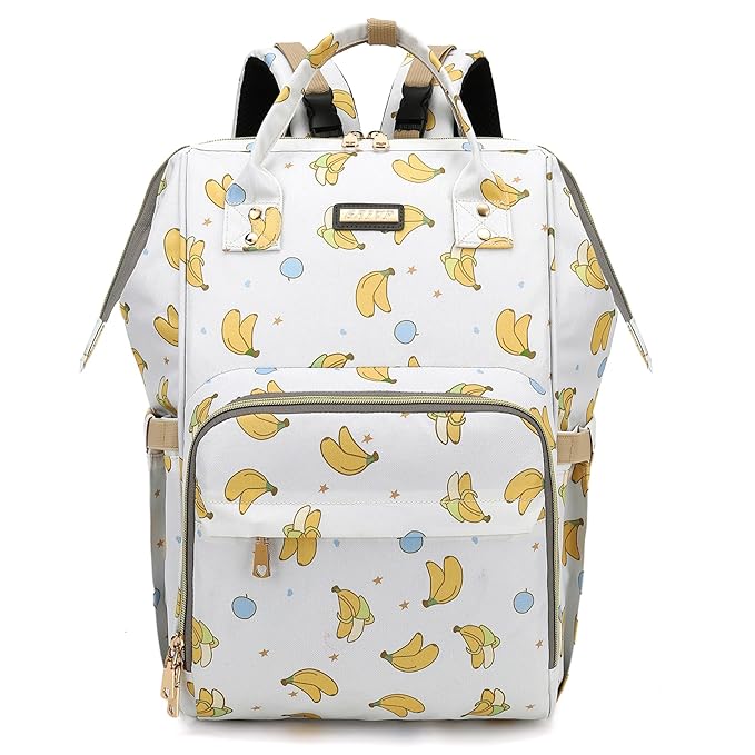 GAIVP Diaper Bag Backpack, Diaper Bags for Baby Girls Boys, Baby Bags for Moms Dads, Nappy Changing Bag with Insulated Pockets,Multi-functional Waterproof Backpack with Stroller straps -Beige Banana