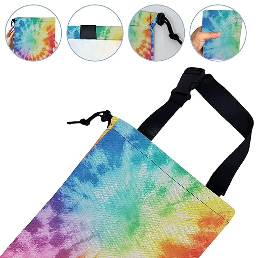 Retro Rainbow Swirl Car Garbage Bag,Small Car Trash Bag Hanging Back of Seat,Drawstring Car Trash Bag with Adjustable Buckle,Car Accessories for Camping Travelling