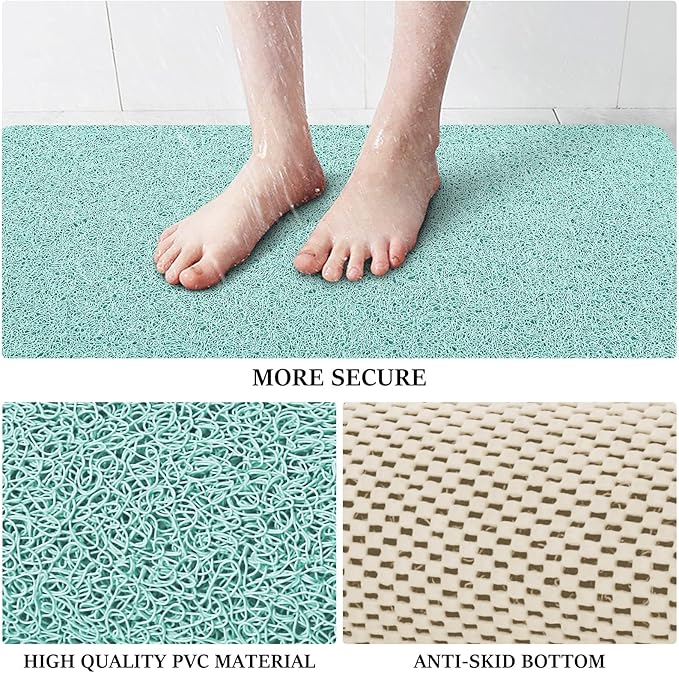 LuxStep Shower Mat Bathtub Mat,24x24 inch, Non-Slip Bath Mat with Drain, Quick Drying PVC Loofah Bathmat for Tub,Shower,Bathroom (Phthalate Free,Green)