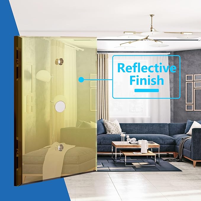 LIDER Reflective Acrylic 0.406" Diameter Hole Phone Cable Wall Plate, Mirrored Cable Plate, Acrylic Glass, Oversized 1-Gang 5.25" x 3.44", LWP-41O-AGD, Gold