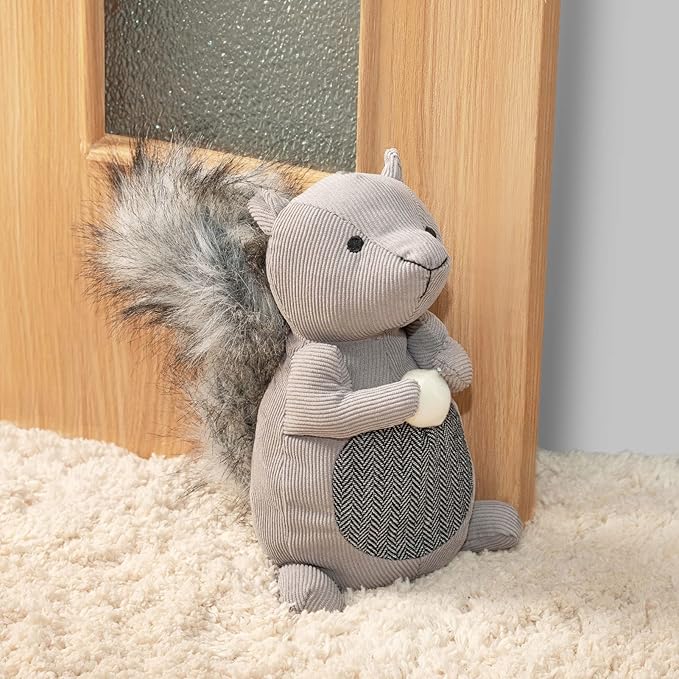 Marwood Cute Door Stopper Decorative Door Stops for Home and Office, Squirrel Weighted Interior Doorstop Fabric Stuffed Animal Door Stopper Floor Decorative