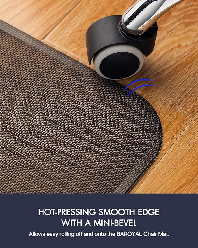 BARoyal Office Chair Mat for Hardwood Floor Under Desk Computer Rolling Chair Mat for Wood/Tile Floor Non-Slip Heavy Duty Desk Rug PVC Plastic Hard Floor Protector 30" x 48"(Coffee)