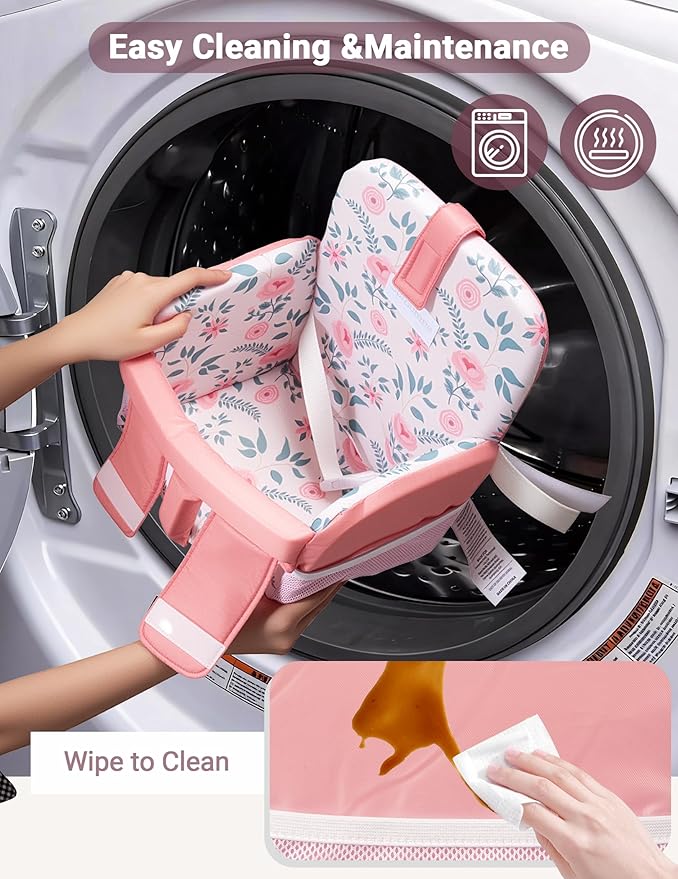 Shopping Cart Cover for Baby Girl, High Chair Cover for Restaurant, Padded, Hygienic Grocery Cart Seat Cover & Swing Insert with Safety Harness & Pockets, Machine Washable (Pink)