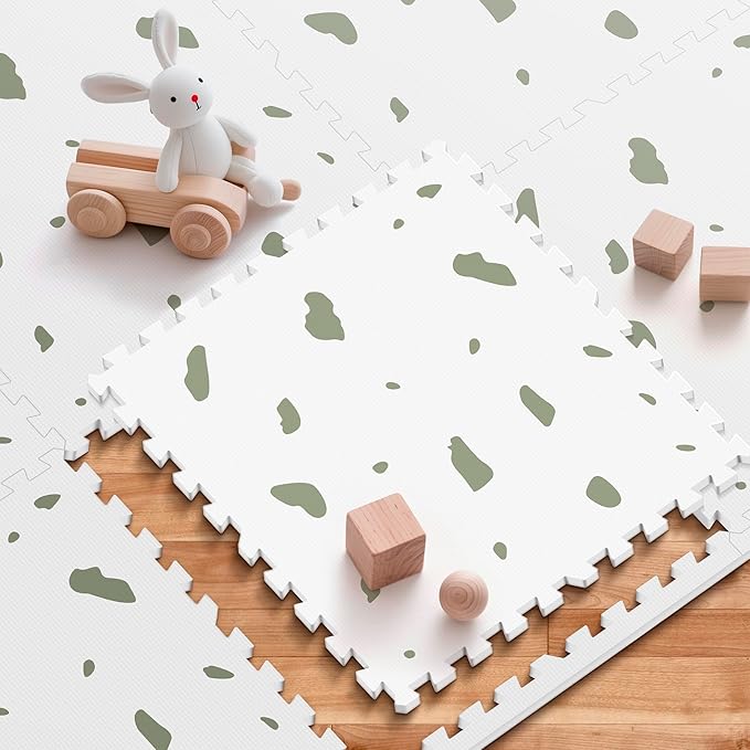 PIGLOG Baby Foam Play Mat-72”x 48” Baby Playmat,6-Piece Interlocking Foam Floor Tiles,Waterproof Crawling Mat,Puzzle Mat for Infants and Toddlers,Non Toxic Play Mat for Baby Tummy Time Mat(Spot)