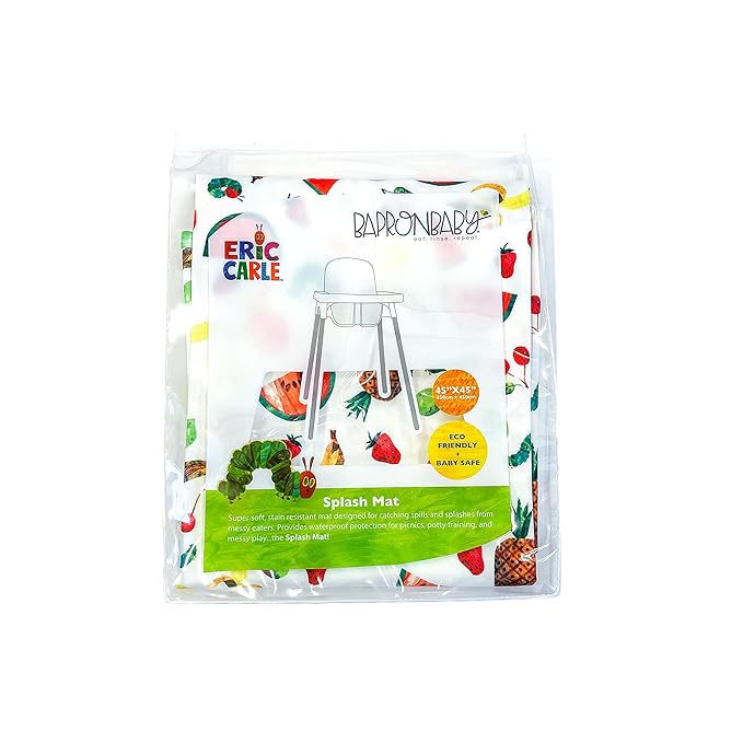 BapronBaby Eric Carle Tropical Fruit Splash Mat - Waterproof Catch-All for Under High Chairs, Floors, Tables, Playtime or Arts & Crafts - Machine Washable - 45" x 45”