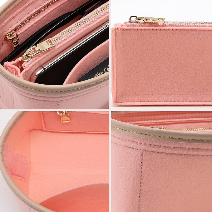 Doxo Purse Organizer Insert, Bag Organizer for Tote & Purse, Bag in Bag, Perfect for Speedy 20 and More(Pink-S)