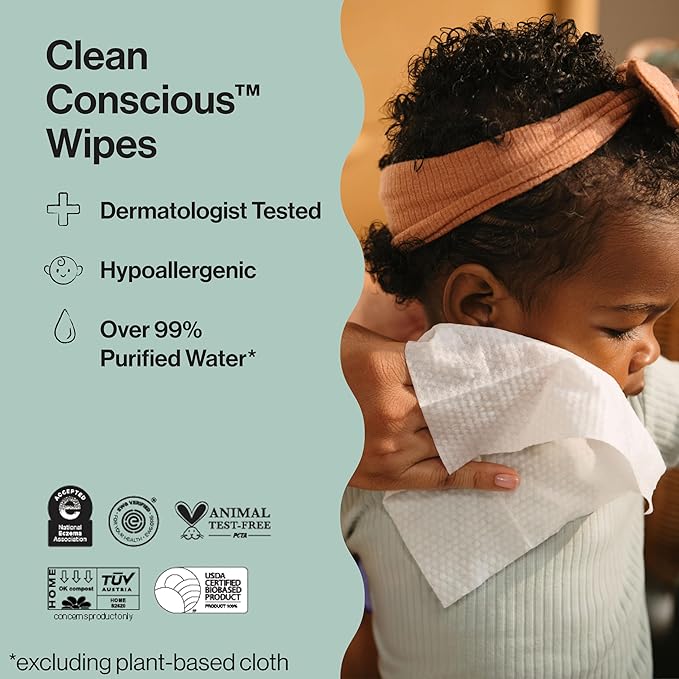 The Honest Company Hypoallergenic Multi-Use Baby Wipes for Sensitive Baby Skin, Pattern Play, 60 Count (Pack of 12)