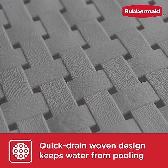 Rubbermaid INSTAMAT Bath Tub Shower Mat, Non-Slip Tub Mat with Suction Cups, Bath Mat Hangs on Showerhead for Quick Dry, 27.2 x 15.2 Inch, BPA-Free, Easy to Clean, for Inside Tub or Shower, Grey