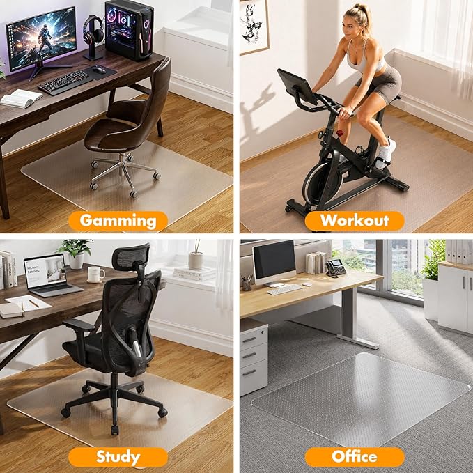 Office Chair Mat for Carpet - 48x60 Inch Plastic Computer Desk Floor Protectors for Chairs Clear Under Desk Rug Pad for Rolling Gaming Chair