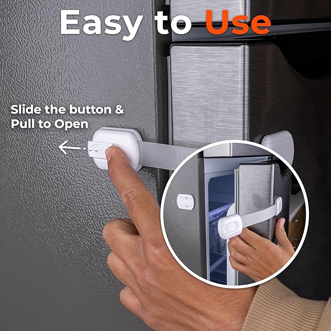 4-Pack Cabinet Locks Baby Proofing - Childproof Locks for Cabinets, Drawers, Cupboard, Refrigerator, Toilet Seat, Trash Can, Dishwasher