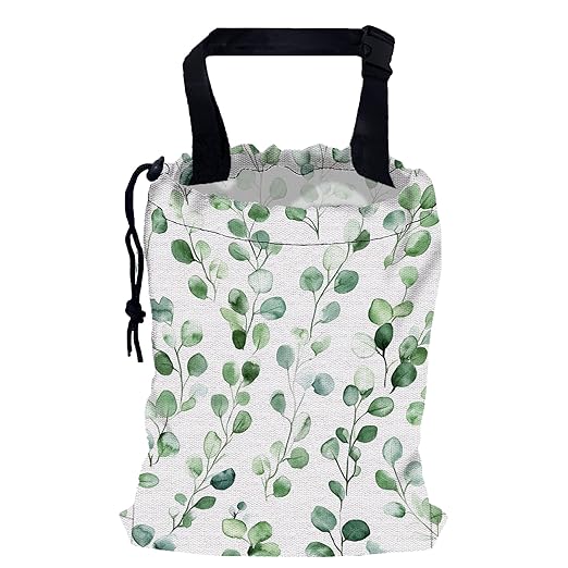 Watercolor Leaves Car Trash Bag,Hanging Drawstring Car Garbage Bag,Canvas Car Back Seat Organizer with Adjustable Buckle for Men and Women