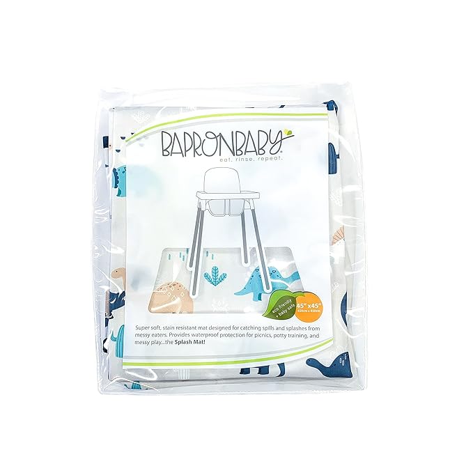 BapronBaby Desert Dinos Splash Mat - Waterproof Catch-All for Under High Chairs, Floors, Tables, Playtime or Arts & Crafts - Machine Washable - 45" x 45”