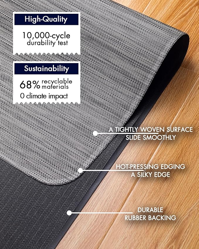 Baroyal Office Chair Mat for Hardwood Floor Under Desk Computer Rolling Chair Mat for Wood/Tile Floor Non-Slip Heavy Duty Desk Rug PVC Plastic Hard Floor Protector 48" x 60" (Gray)