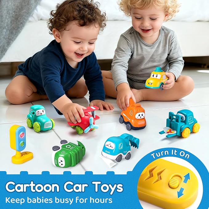 ALASOU 8 PCS Baby Cranes Car Toys for 1 Year Old Boy with Playmat/Storage Bag|1st Birthday Gift for Toddler Toys 1-2|Baby Toys 1 Year Old Boy Gifts for Infant 12 18 Months