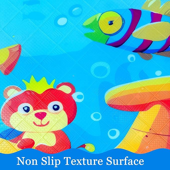 BEEHOMEE Bath Mats for Tub Kids,Baby Toddler - Large Cartoon Non-Slip Bathroom Bathtub Anti-Slip Shower Mats for Floor 35x15,Machine Washable XL Size Bathroom Mats (Submarine)
