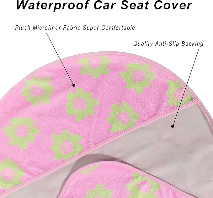LoyaGour Car Seat Cover Protector Front Seats,for Gym Workout,Running,Swimming,Beach and Hiking,Waterproof Sweat Towel Bucket Seat Covers for Cars SUV Trucks (Flower and Pink, 2Pcs)