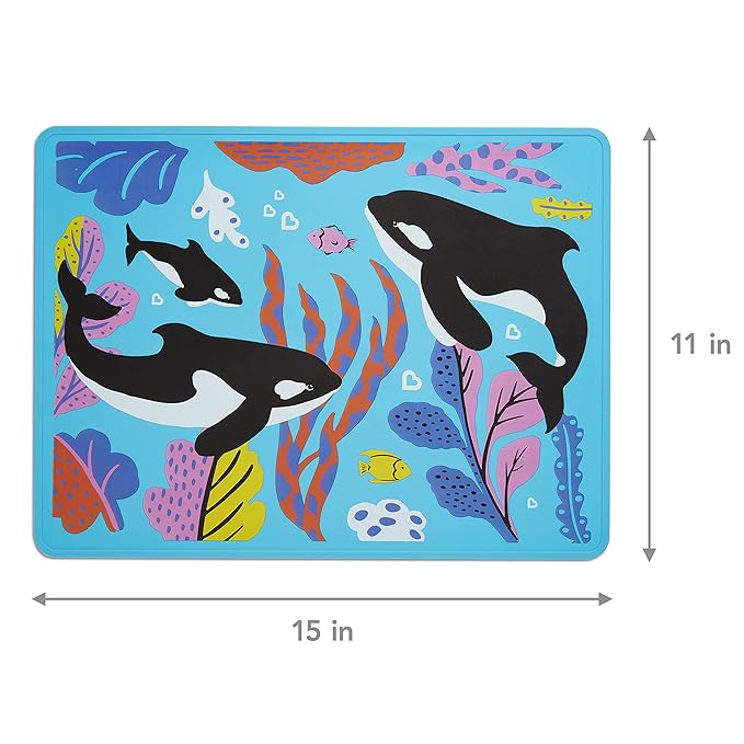 Munchkin® WildLove Reversible Silicone Placemat for Kids, 1pk, Orca