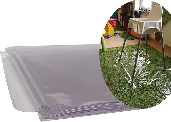 Easy Cleaning Splash Mat High Chair Floor Mat Feeding Floor Cover Multipurpose for Arts/Craft/Pets/Labs (Large | Clear)