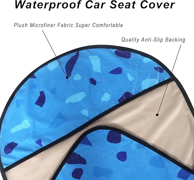 LoyaGour Car Seat Cover Protector Front Seats,for Gym Workout,Running,Swimming,Beach and Hiking,Waterproof Sweat Towel Bucket Seat Covers for Cars SUV Trucks (Blue Marbling, 2Pcs)