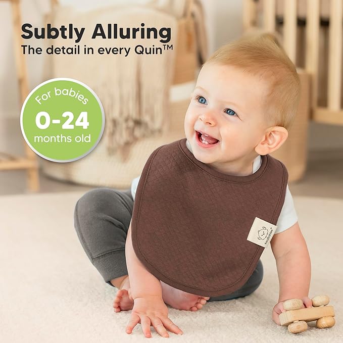 KeaBabies 8-Pack Organic Baby Bibs for Girls, Boys - Quilted Cotton Cloth Baby Drool Bibs for Drooling and Teething Toddler, Newborn, Infant, Soft & Super Absorbent (Driftwood)