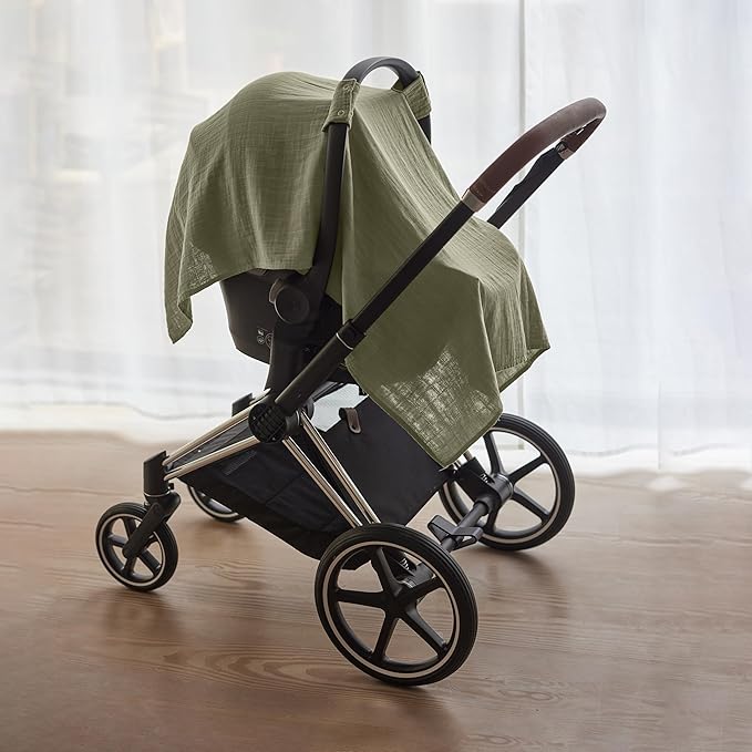 Car Seat Cover Baby - Organic Muslin Cotton - Carseat Canopy - 43" x 32" - Sage Green