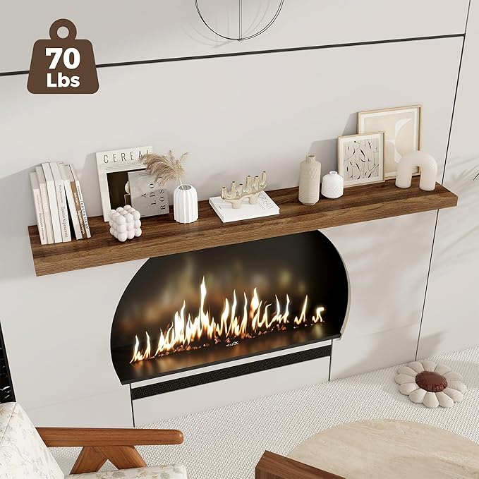 Fun Memories 12 Inch Deep Floating Shelves, 67 Inch Long Extra Large Floating Shelves Set of 2, Wood Wall Shelves for Living Room, Kitchen, Bedroom, Farmhouse, Laundry Room, Home Office - Walnut