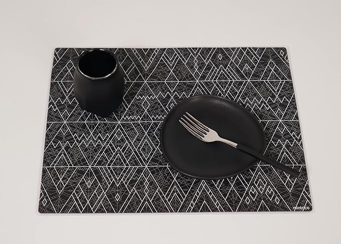 Mintrico placemat for Dining Table Set of 2 Silicone Heat Resistant Non Slip (Charcoal)