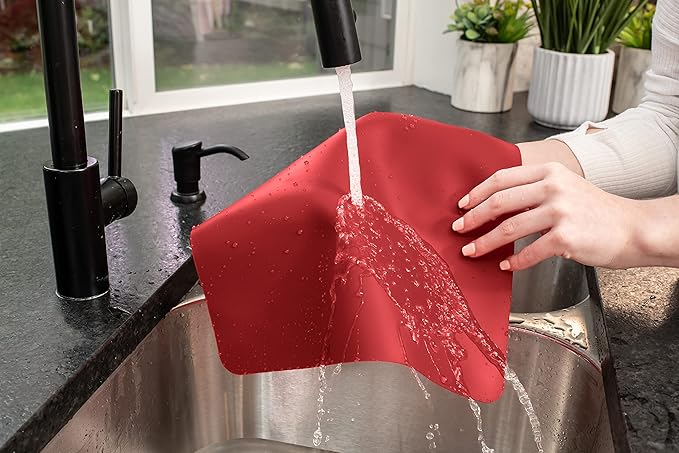 GASARÉ, Placemats Set of 4, Silicone Placemats, Table Mats, Non-Slip, Easy to Clean, Heat Resistant, Flexible, 20% Thicker, 16 x 12 inches x 1.1mm, Red