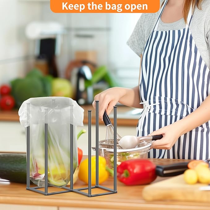 KORRTFID Foldable Bottle Drying Rack, Baby Bottle Drying Rack, Collapsible Cup Draining Holder, Retractable Reusable Storage Bag Dryer with Non-Slip Bottom - Stainless Steels (Starlight Gray)