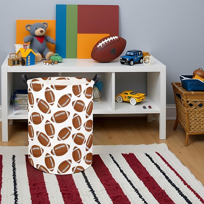 Kids Laundry Basket Baby Hamper Footballs Toy Storage Bin for Boys Room Decor Baby Nursery Hamper Gift Baskets for Bedroom Bathroom(Footballs)