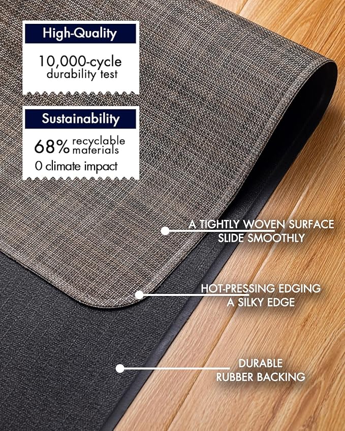 Baroyal Office Chair Mat for Hardwood Floor Under Desk Computer Rolling Chair Mat for Wood/Tile Floor Non-Slip Heavy Duty Desk Rug PVC Plastic Hard Floor Protector 45"x 53" (Dark Walnut)