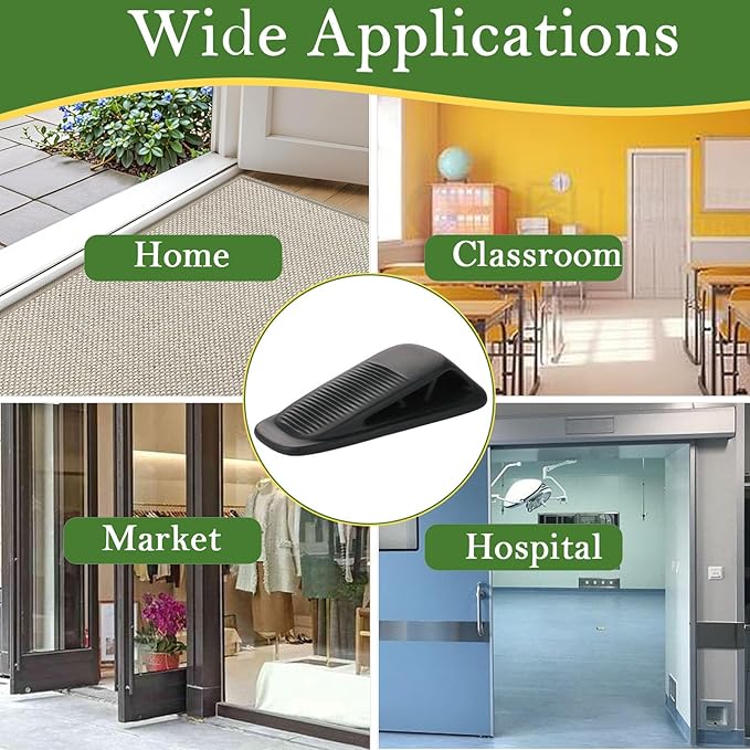 Fursafe&Q Rubber Door Stoppers for Bottom of Door, Door Stop Wedge with Holder, Heavy Duty Doorstops 8 Pack, Wall Protector for Home & Office & School & Commercial Doorstop Keep Open Stack Black