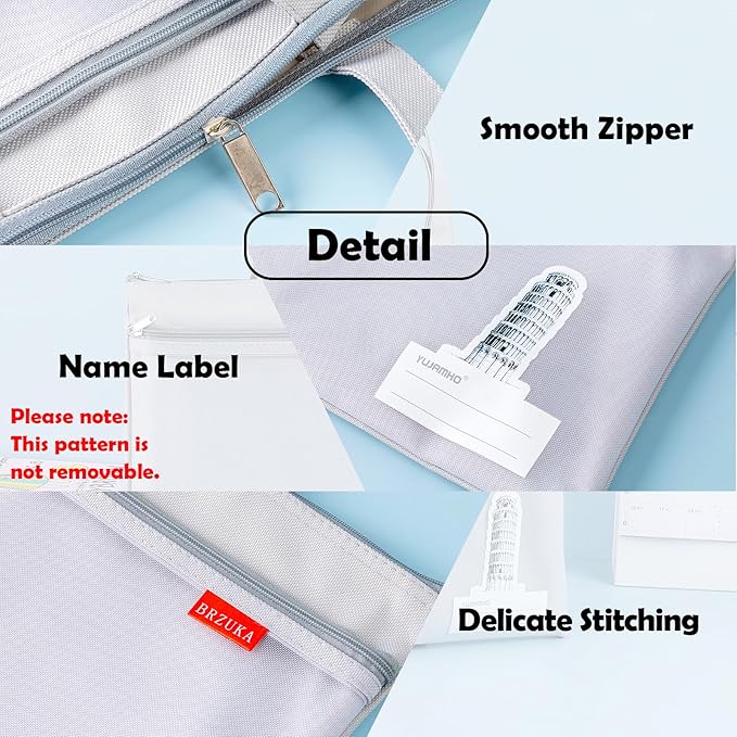 BRZUKA Mesh Zipper Pouch 11x13.7 in, A4 Double Pocket Waterproof File Bag with Handle, Document Storage for School/Travel/Office/Cross Stitch/Puzzle (Gray)
