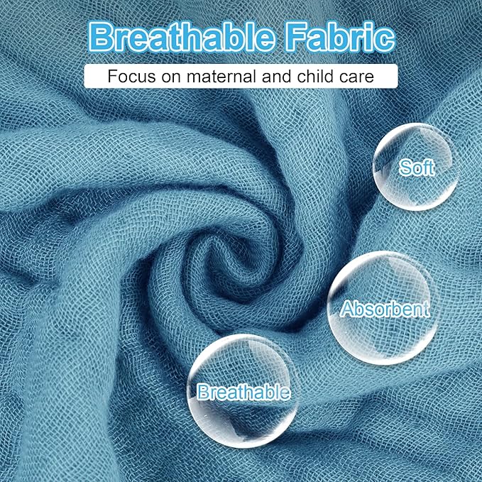 Muslin Burp Cloths Soft and Breathable Burp Cloths Baby boy 6 Pack 10x20 inches It is a Must-Newborn Essentials and Baby Essentials (6, Blue-Green)
