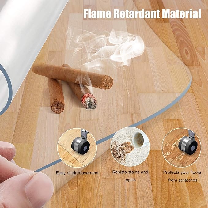 Azadx Office Chair Mat for Hardwood Floor, 57"x84" Clear Desk Chair Mat for Hardwood Floor Large Protector Floor Mat for Dining Room, Easy Glide Rolling Plastic Floor Mat, Chair Mats for Living Room