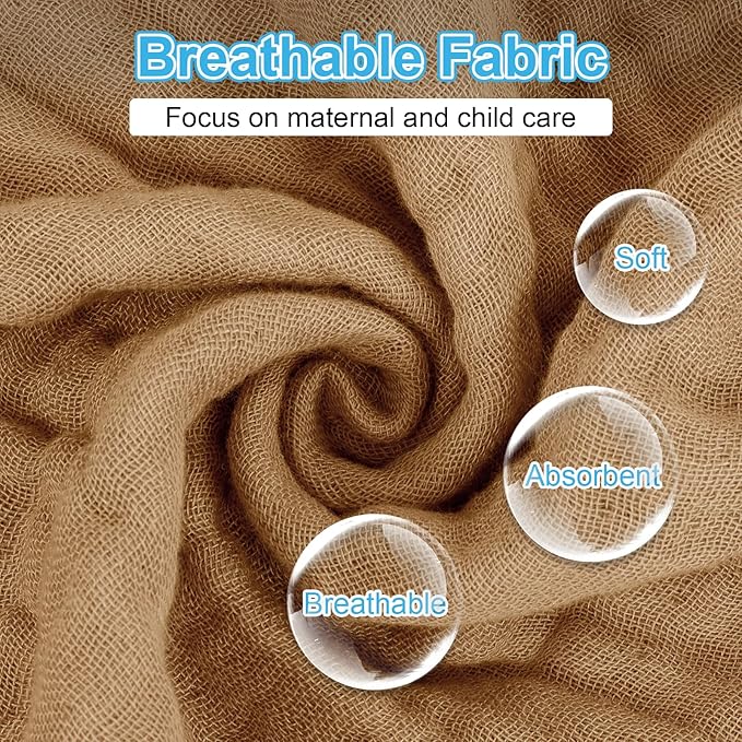 Muslin Burp Cloths Soft and Breathable Burp Cloths Baby Girl 6 Pack 10x20 inches It is a Must-Baby Girl Newborn Essentials and Baby Essentials (6, White and Brown)