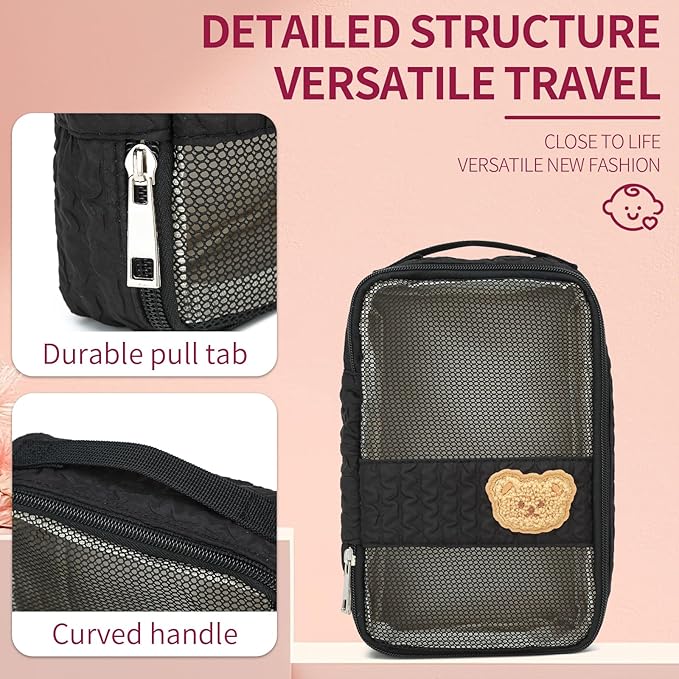 Diaper Bag Organizer Pouches - 2 Pack, Small Diaper Bag Mini Purse, Travel Baby Bag for Boys & Girls, Black